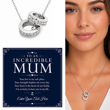 To An Incredible Mum Personalised Trinity Ring Necklace In Keepsake Box