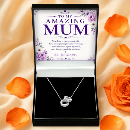 To My Amazing Mum Personalised Trinity Ring Necklace In Keepsake Box