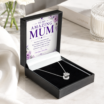 To My Amazing Mum Personalised Trinity Ring Necklace In Keepsake Box