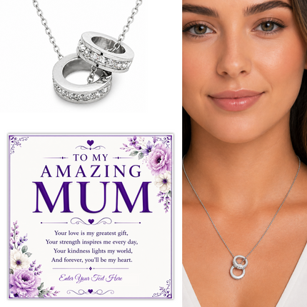 To My Amazing Mum Personalised Trinity Ring Necklace In Keepsake Box