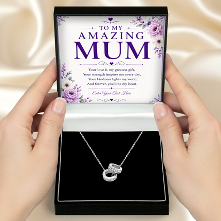 To My Amazing Mum Personalised Trinity Ring Necklace In Keepsake Box