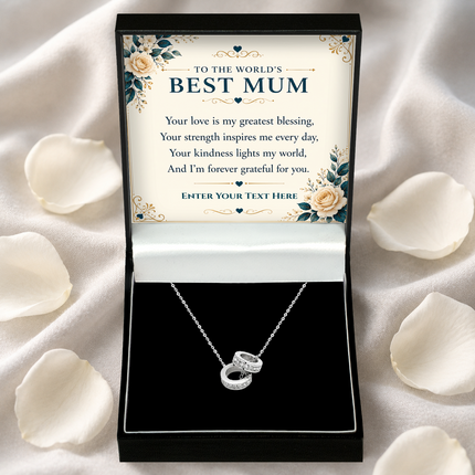 To The Worlds Best Mum Personalised Trinity Ring Necklace In Keepsake Box
