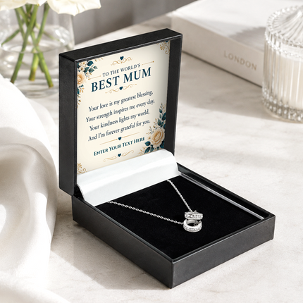 To The Worlds Best Mum Personalised Trinity Ring Necklace In Keepsake Box