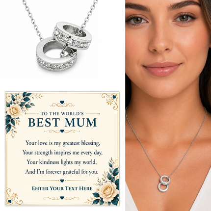 To The Worlds Best Mum Personalised Trinity Ring Necklace In Keepsake Box