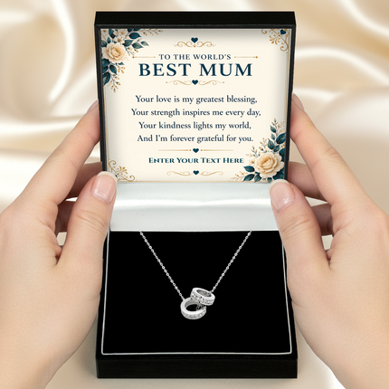 To The Worlds Best Mum Personalised Trinity Ring Necklace In Keepsake Box
