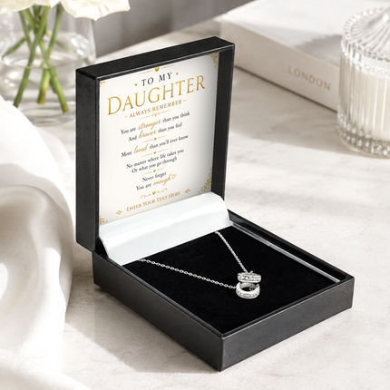 To My Daughter Personalised Trinity Ring Necklace In Keepsake Box