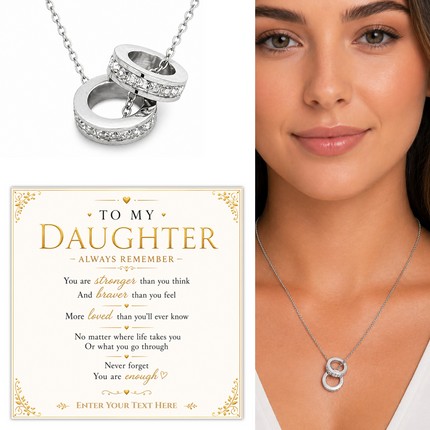 To My Daughter Personalised Trinity Ring Necklace In Keepsake Box