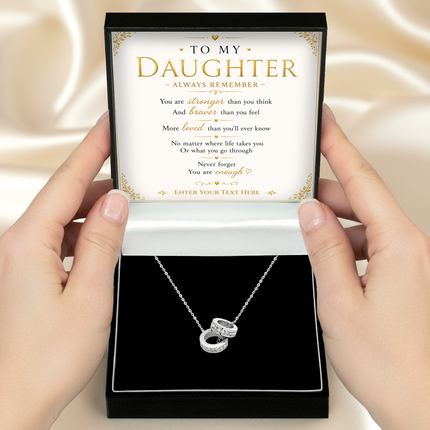 To My Daughter Personalised Trinity Ring Necklace In Keepsake Box