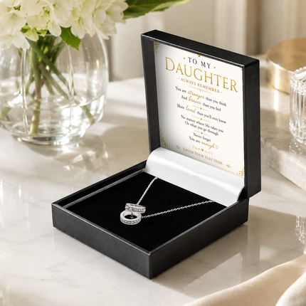 To My Daughter Personalised Trinity Ring Necklace In Keepsake Box