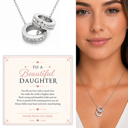 To A Beautiful Daughter Personalised Trinity Ring Necklace In Keepsake Box