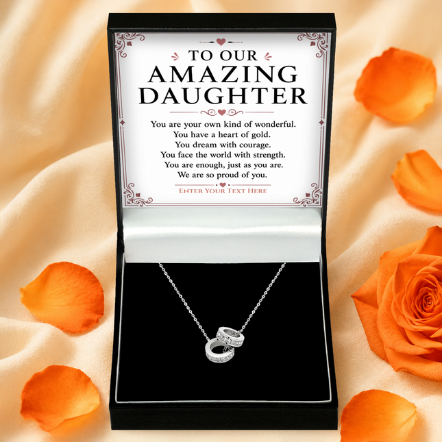 To Our Amazing Daughter Personalised Trinity Ring Necklace In Keepsake Box