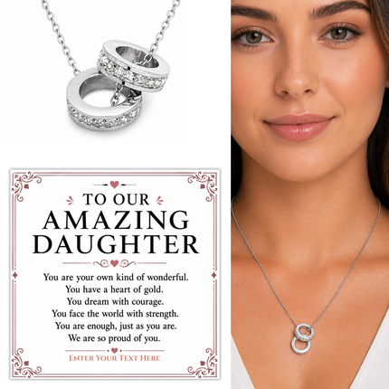 To Our Amazing Daughter Personalised Trinity Ring Necklace In Keepsake Box
