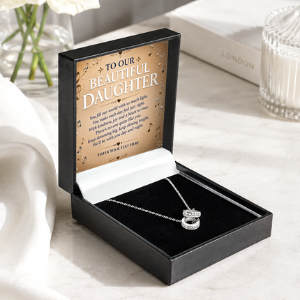 To Our Beautiful Daughter Personalised Trinity Ring Necklace In Keepsake Box