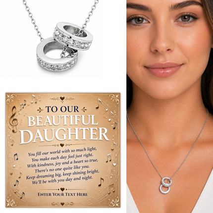 To Our Beautiful Daughter Personalised Trinity Ring Necklace In Keepsake Box
