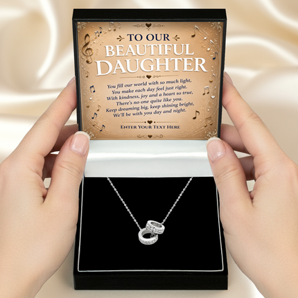 To Our Beautiful Daughter Personalised Trinity Ring Necklace In Keepsake Box