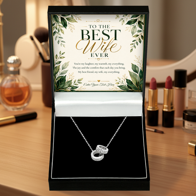 To The Best Wife Ever Personalised Trinity Ring Necklace In Keepsake Box