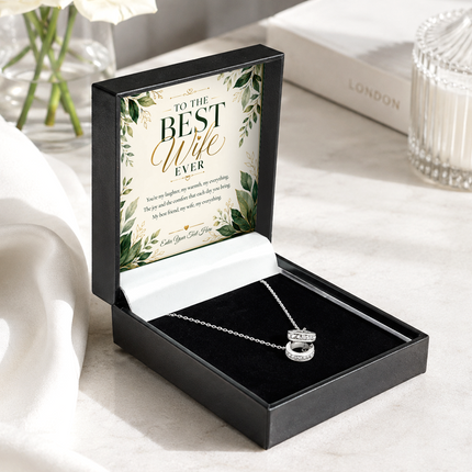 To The Best Wife Ever Personalised Trinity Ring Necklace In Keepsake Box