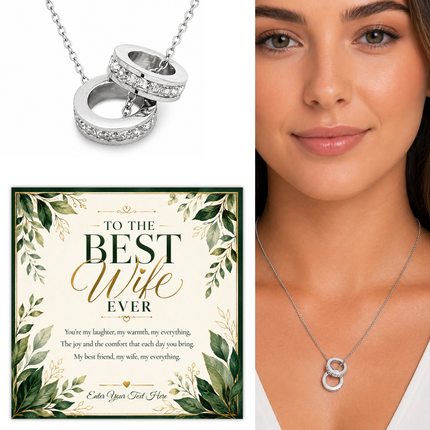 To The Best Wife Ever Personalised Trinity Ring Necklace In Keepsake Box