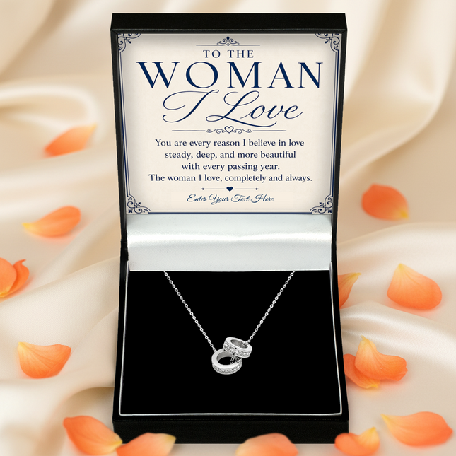 To The Woman I Love Personalised Trinity Ring Necklace In Keepsake Box