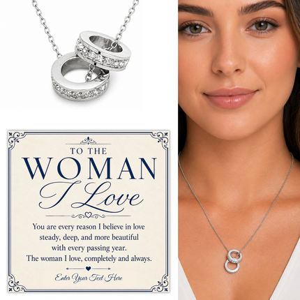 To The Woman I Love Personalised Trinity Ring Necklace In Keepsake Box
