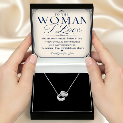 To The Woman I Love Personalised Trinity Ring Necklace In Keepsake Box