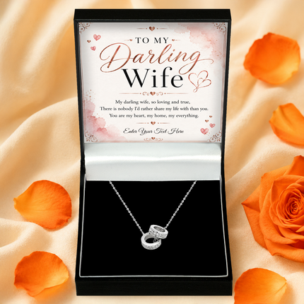 To My Darling Wife Personalised Trinity Ring Necklace In Keepsake Box