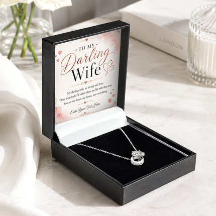 To My Darling Wife Personalised Trinity Ring Necklace In Keepsake Box