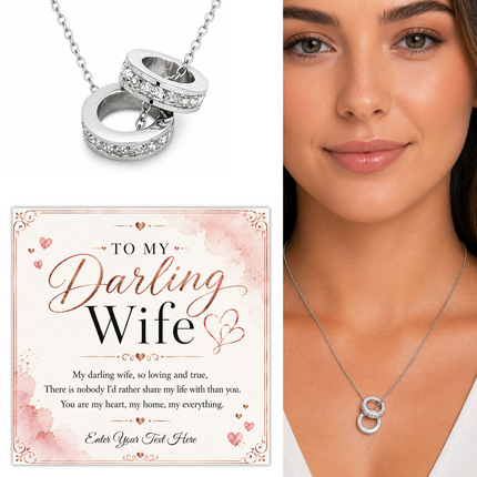 To My Darling Wife Personalised Trinity Ring Necklace In Keepsake Box