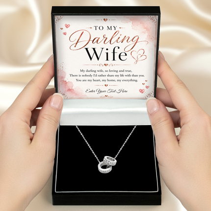 To My Darling Wife Personalised Trinity Ring Necklace In Keepsake Box