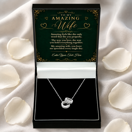 To My Amazing Wife Personalised Trinity Ring Necklace In Keepsake Box