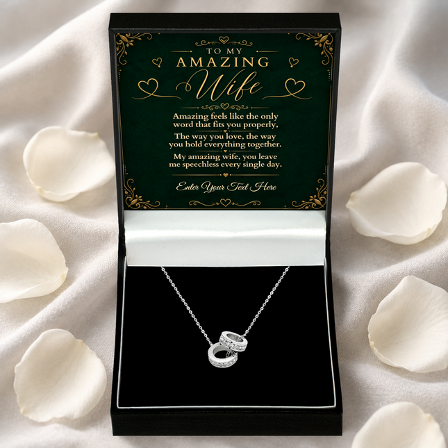 To My Amazing Wife Personalised Trinity Ring Necklace In Keepsake Box