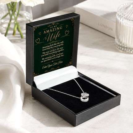 To My Amazing Wife Personalised Trinity Ring Necklace In Keepsake Box