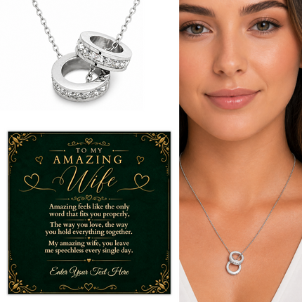 To My Amazing Wife Personalised Trinity Ring Necklace In Keepsake Box