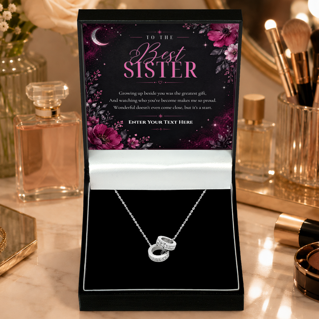 To The Best Sister Personalised Trinity Ring Necklace In Keepsake Box