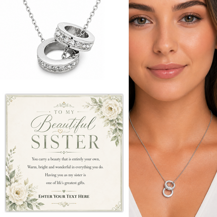 To My Beautiful Sister Personalised Trinity Ring Necklace In Keepsake Box
