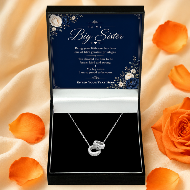 To My Big Sister Personalised Trinity Ring Necklace In Keepsake Box