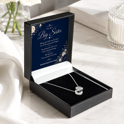 To My Big Sister Personalised Trinity Ring Necklace In Keepsake Box