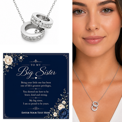 To My Big Sister Personalised Trinity Ring Necklace In Keepsake Box