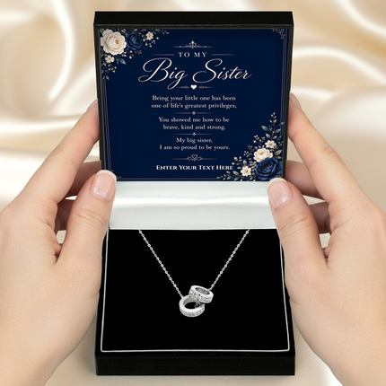 To My Big Sister Personalised Trinity Ring Necklace In Keepsake Box