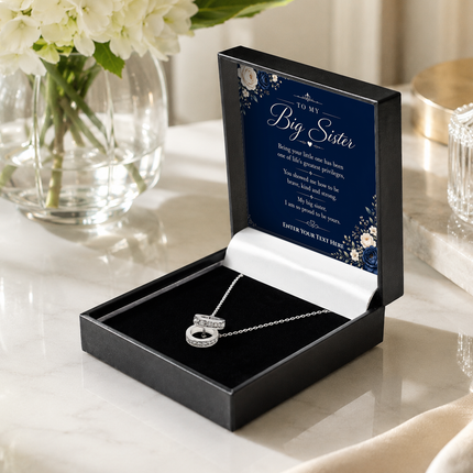 To My Big Sister Personalised Trinity Ring Necklace In Keepsake Box