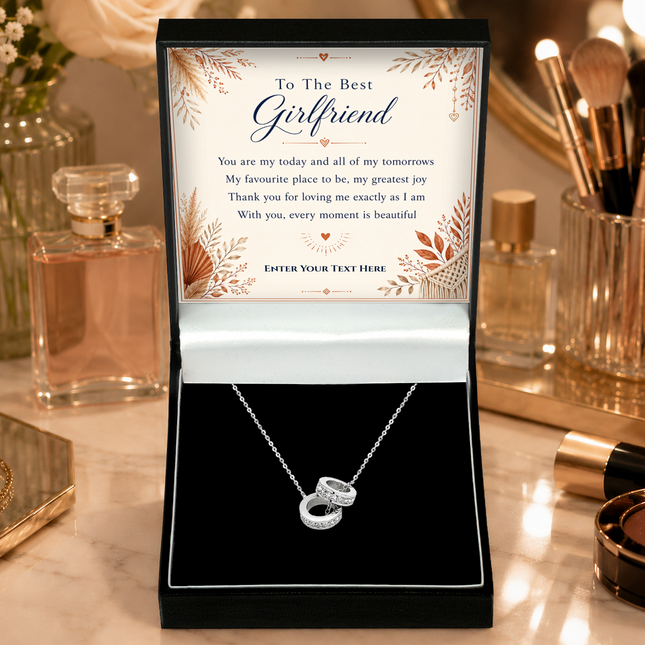 To The Best Girlfriend Personalised Trinity Ring Necklace In Keepsake Box