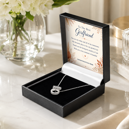 To The Best Girlfriend Personalised Trinity Ring Necklace In Keepsake Box
