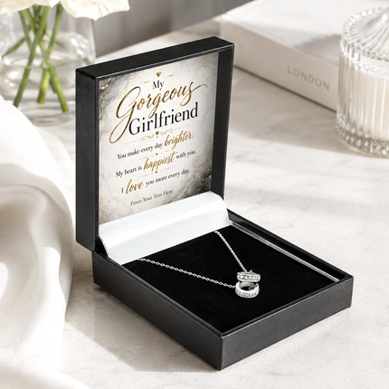 My Gorgeous Girlfriend Personalised Trinity Ring Necklace In Keepsake Box