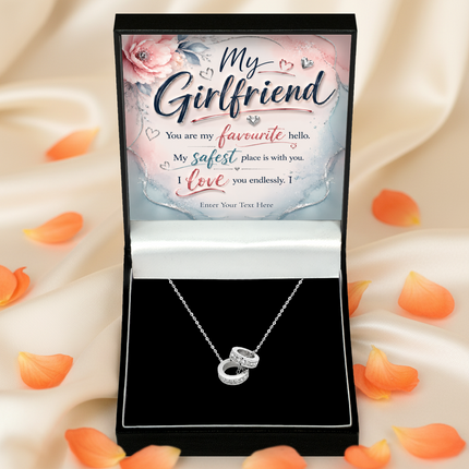 My Girlfriend Personalised Trinity Ring Necklace In Keepsake Box