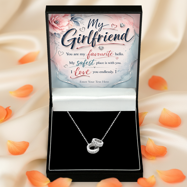 My Girlfriend Personalised Trinity Ring Necklace In Keepsake Box