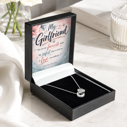 My Girlfriend Personalised Trinity Ring Necklace In Keepsake Box
