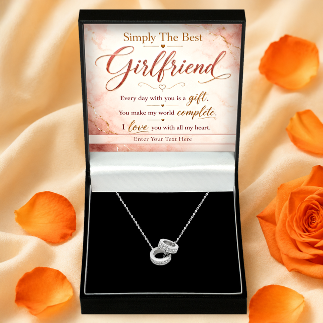 Simply The Best Girlfriend Personalised Trinity Ring Necklace In Keepsake Box