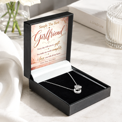 Simply The Best Girlfriend Personalised Trinity Ring Necklace In Keepsake Box