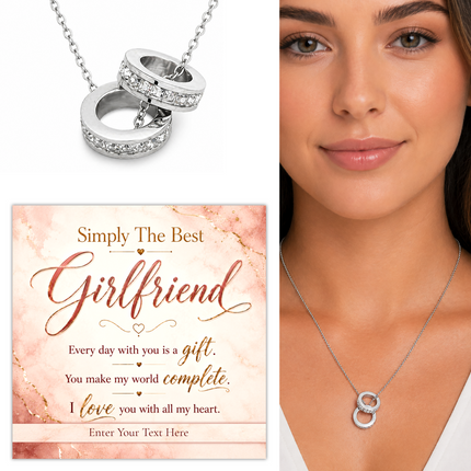 Simply The Best Girlfriend Personalised Trinity Ring Necklace In Keepsake Box