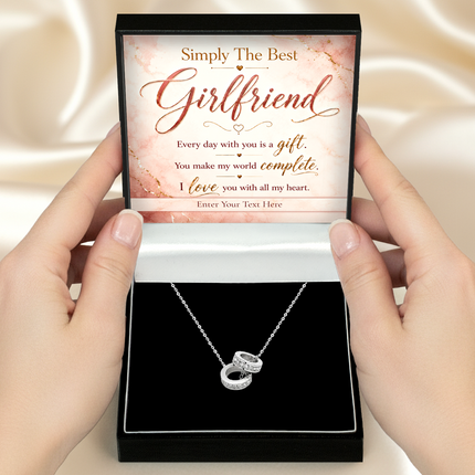 Simply The Best Girlfriend Personalised Trinity Ring Necklace In Keepsake Box